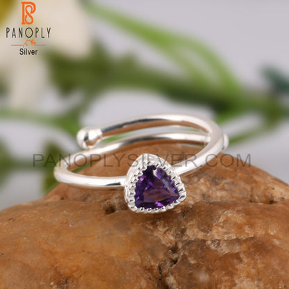 Amethyst Trillion Shape New 925 Sterling Silver Ring