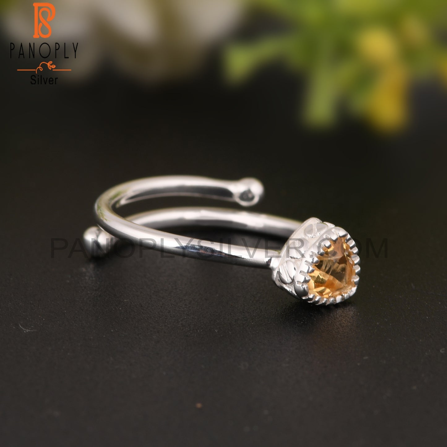 Citrine 925 Sterling Silver Minimalist Ring