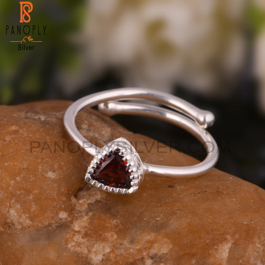 Garnet Trillion Shape 925 Sterling Silver Ring