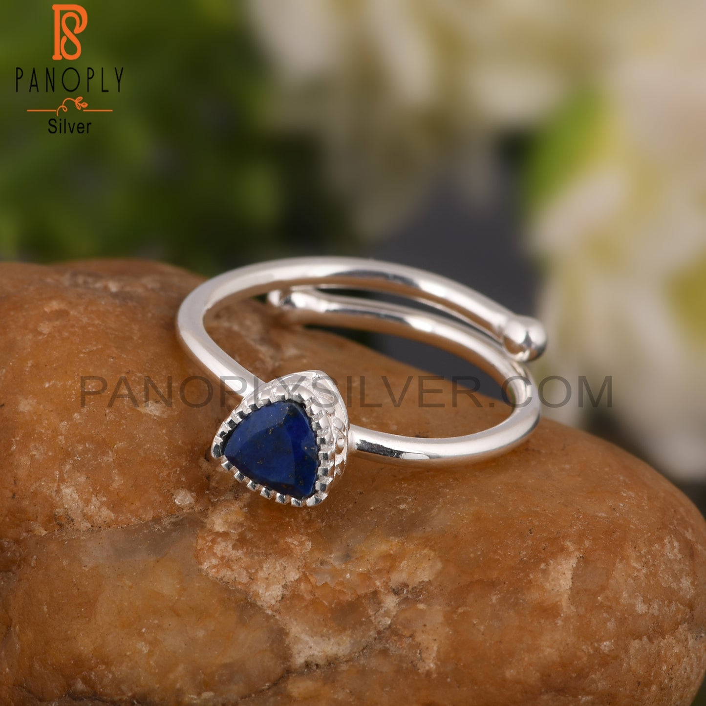 Lapis Trillion Shape 925 Sterling Silver Ring