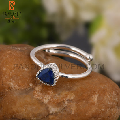Lapis Trillion Shape 925 Sterling Silver Ring