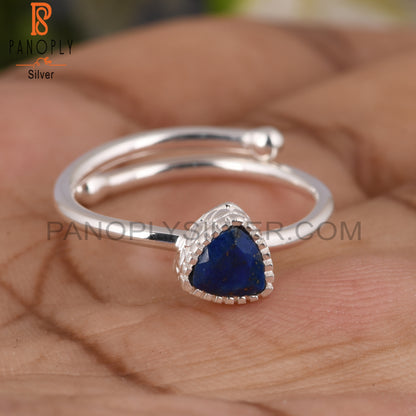 Lapis Trillion Shape 925 Sterling Silver Ring