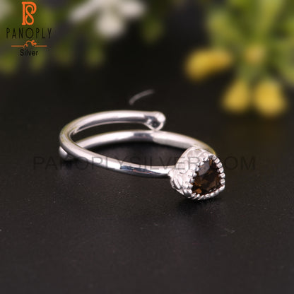 Smoky Trillion Shape 925 Sterling Silver Ring