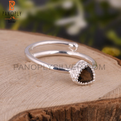 Smoky Trillion Shape 925 Sterling Silver Ring