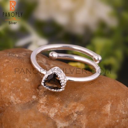 Smoky Trillion Shape 925 Sterling Silver Ring
