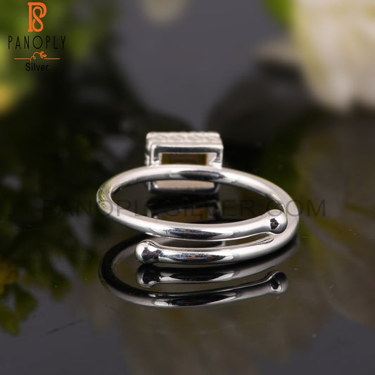Citrine Beguette Shape 925 Sterling Silver Ring