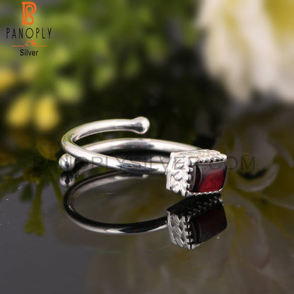 Garnet Beguette Shape 925 Sterling Silver Ring