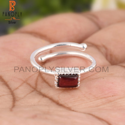 Garnet Beguette Shape 925 Sterling Silver Ring