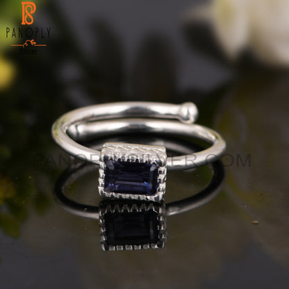 Iolite Beguette Shape 925 Sterling Silver Ring