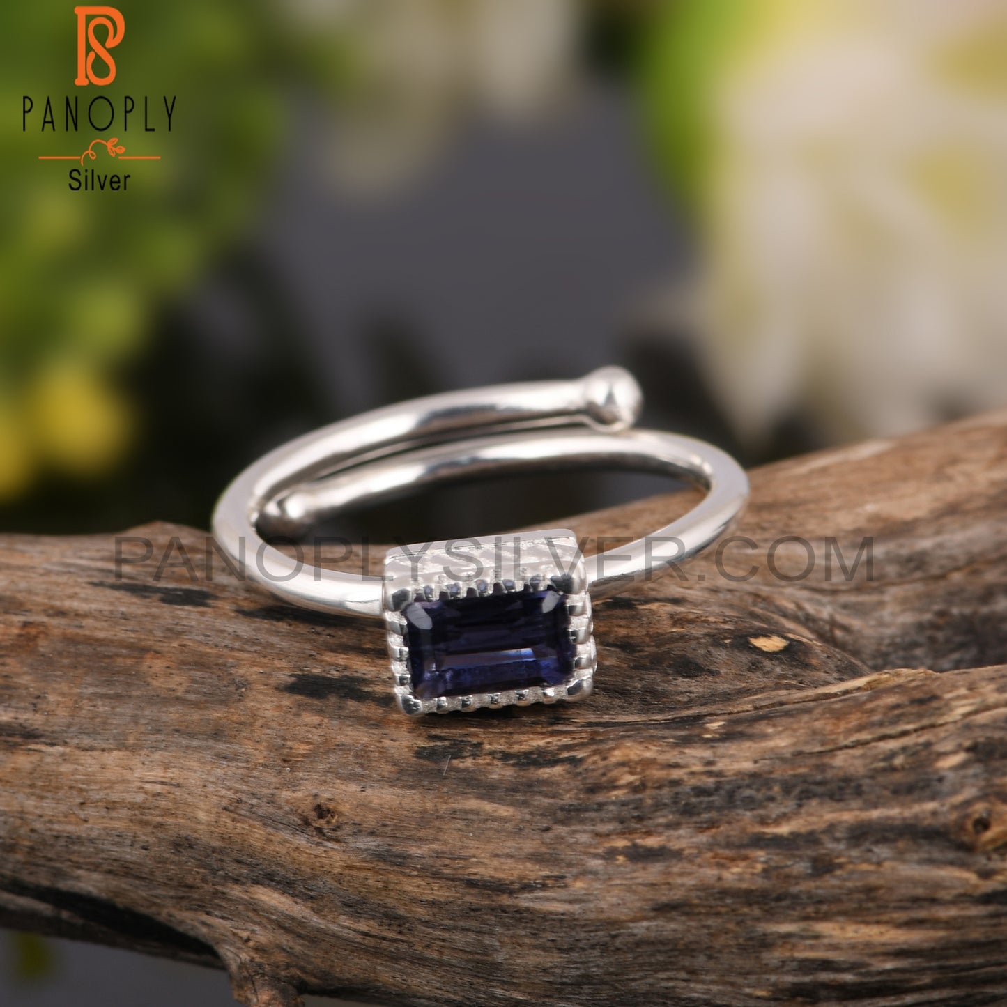Iolite Beguette Shape 925 Sterling Silver Ring