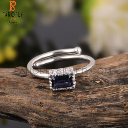 Iolite Beguette Shape 925 Sterling Silver Ring