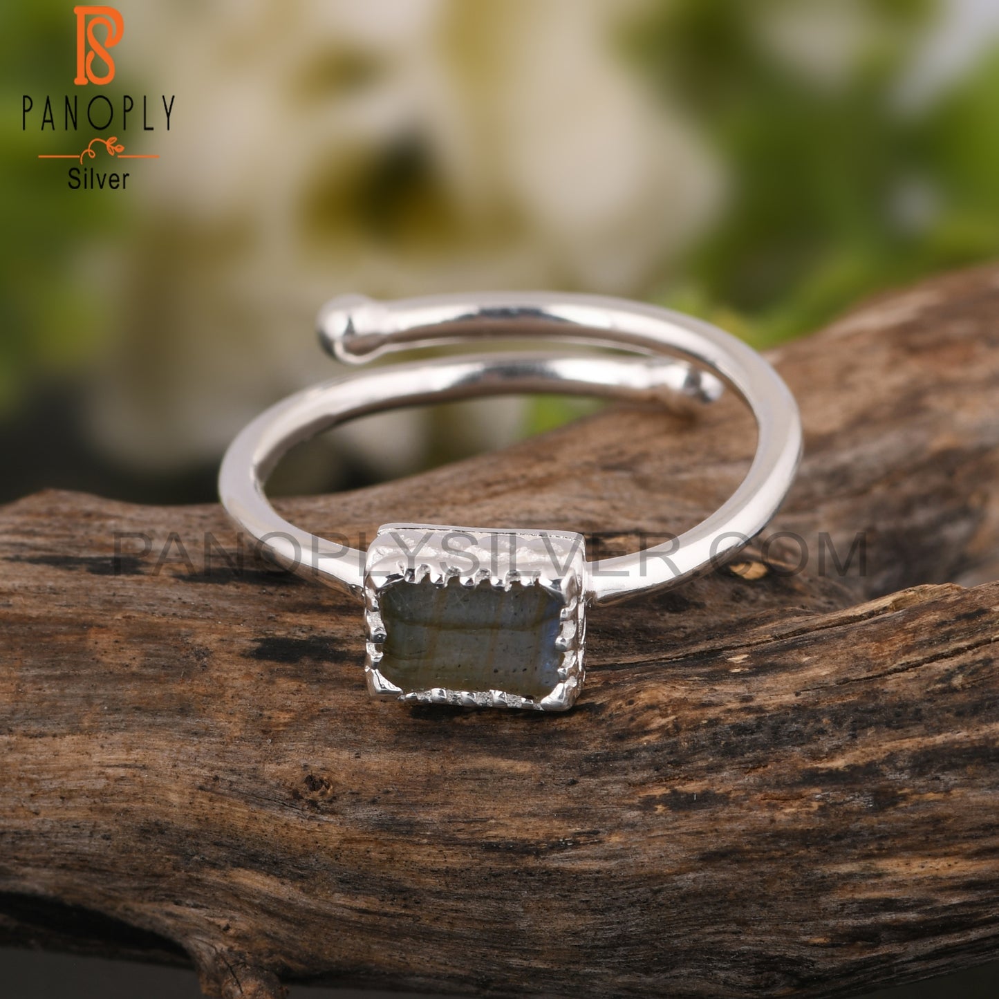 Labradorite Beguette Shape 925 Sterling Silver Ring