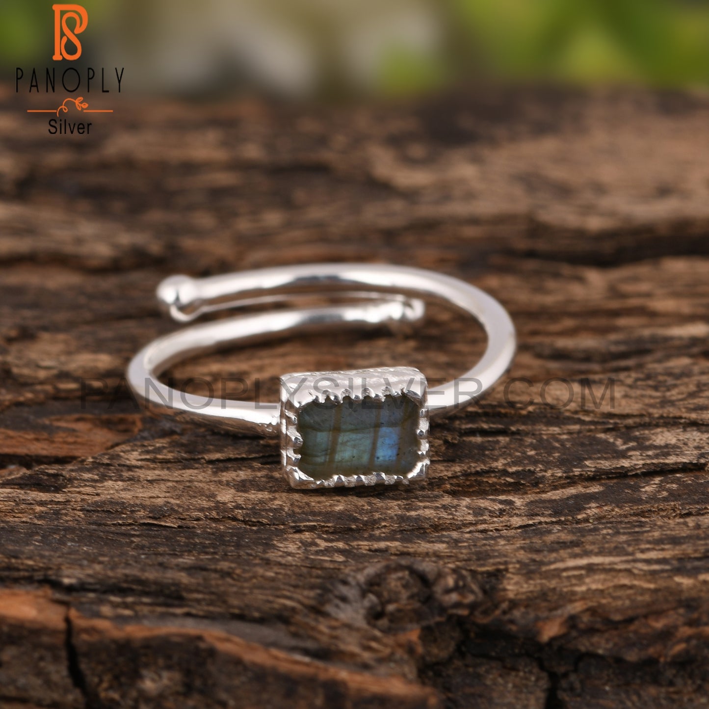 Labradorite Beguette Shape 925 Sterling Silver Ring
