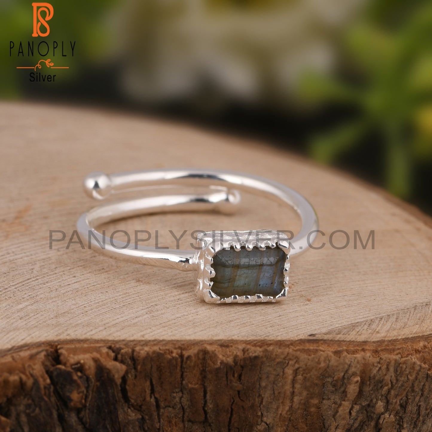 Labradorite Beguette Shape 925 Sterling Silver Ring