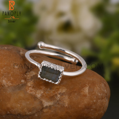 Labradorite Beguette Shape 925 Sterling Silver Ring