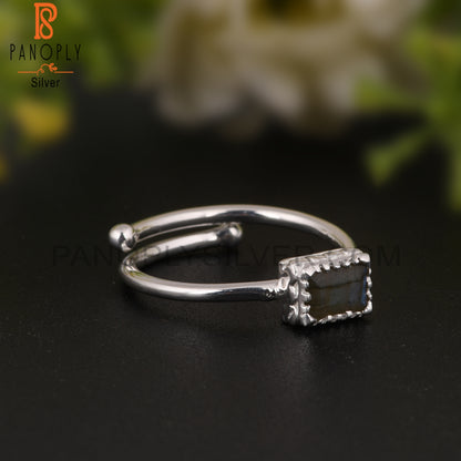 Labradorite Beguette Shape 925 Sterling Silver Ring