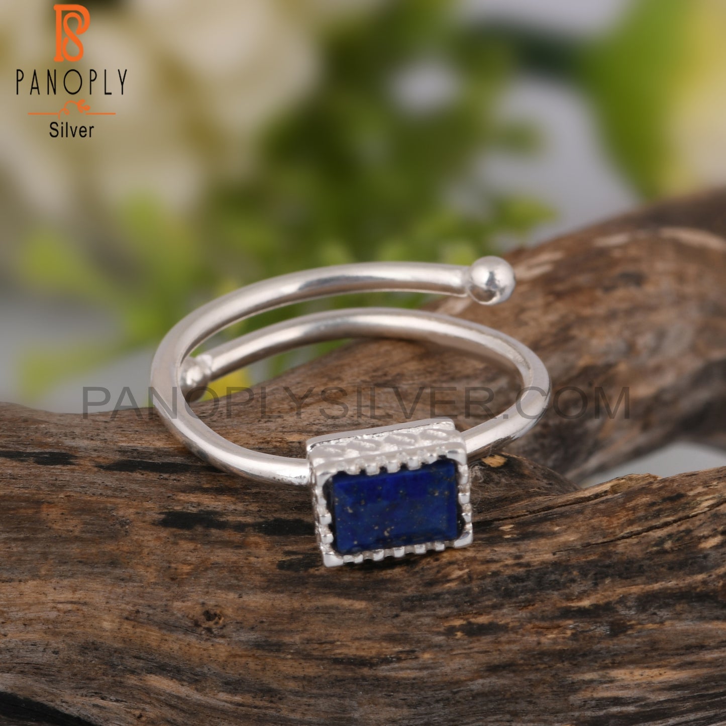 Lapis Beguette Shape 925 Sterling Silver Ring
