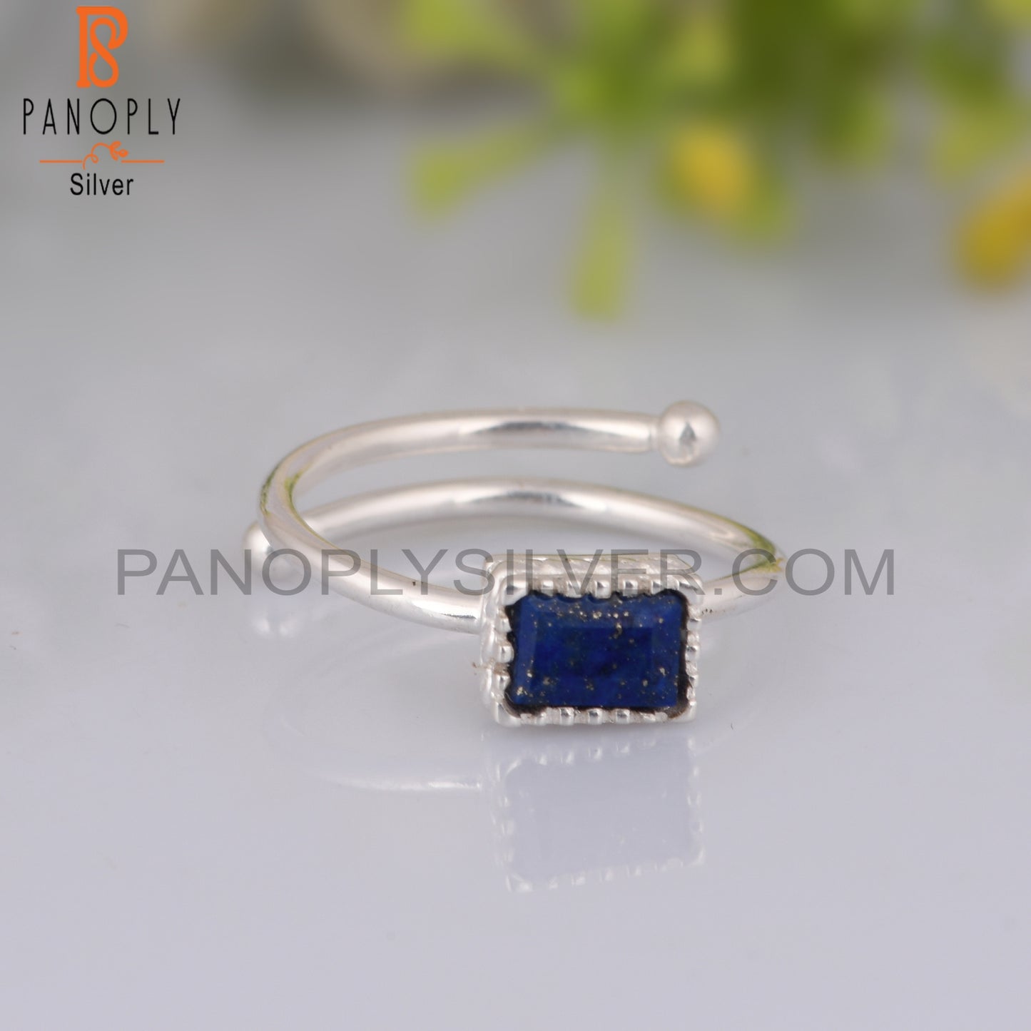 Lapis Beguette Shape 925 Sterling Silver Ring