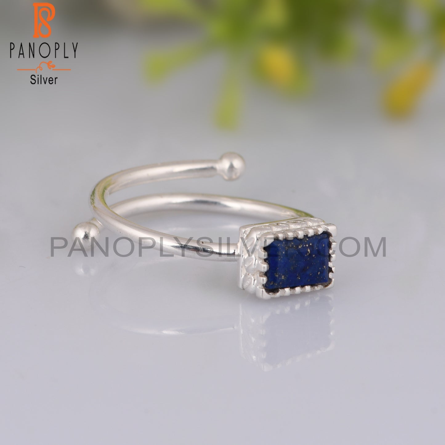 Lapis Beguette Shape 925 Sterling Silver Ring