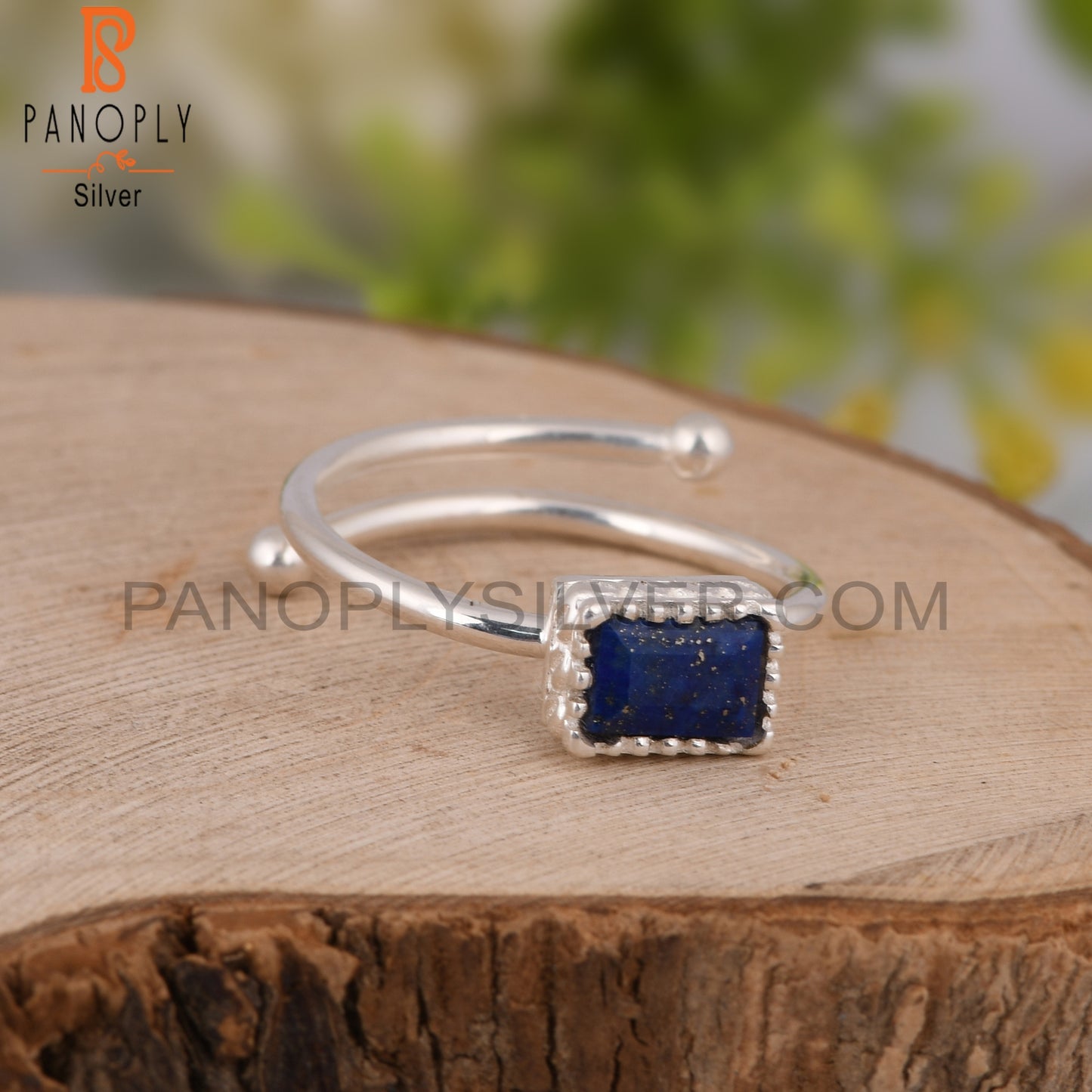 Lapis Beguette Shape 925 Sterling Silver Ring