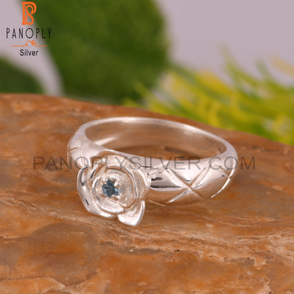 London Blue Topaz Flower 925 Sterling Silver Ring