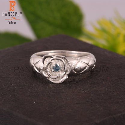 London Blue Topaz Flower 925 Sterling Silver Ring