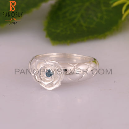 London Blue Topaz Flower 925 Sterling Silver Ring