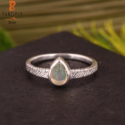 Ethiopian Opal Pear Shape 925 Sterling Silver Ring