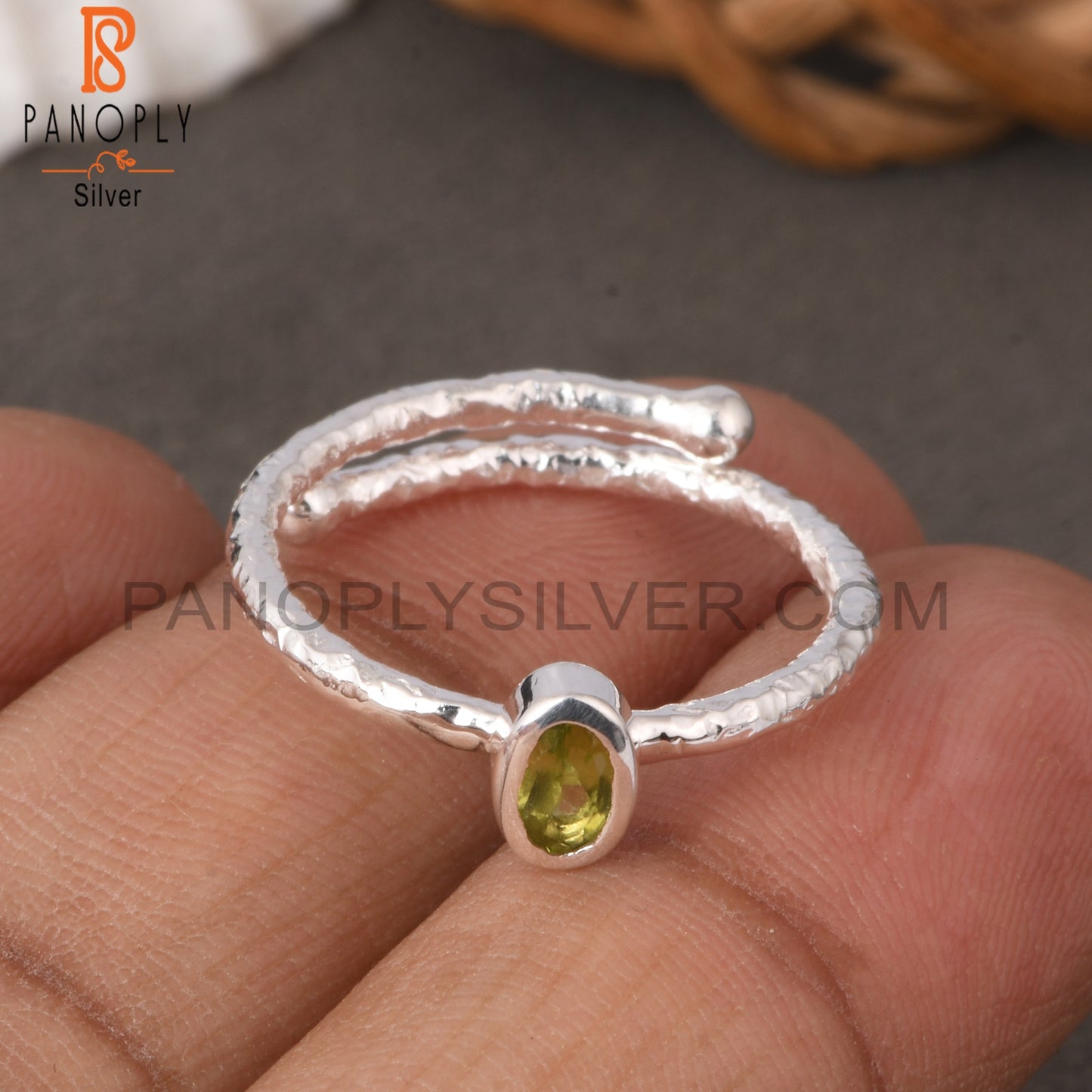 Peridot Oval Shape  925 Sterling Silver Ring