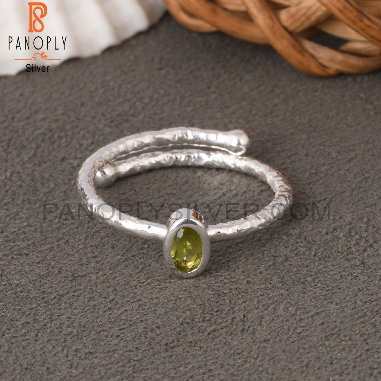 Peridot Oval Shape  925 Sterling Silver Ring