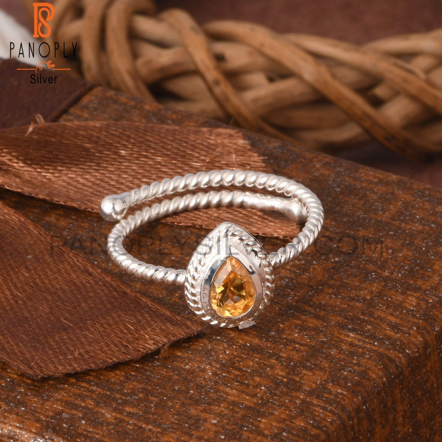 Citrine Pear Shape 925 Sterling Silver Ring