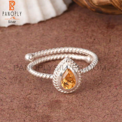 Citrine Pear Shape 925 Sterling Silver Ring