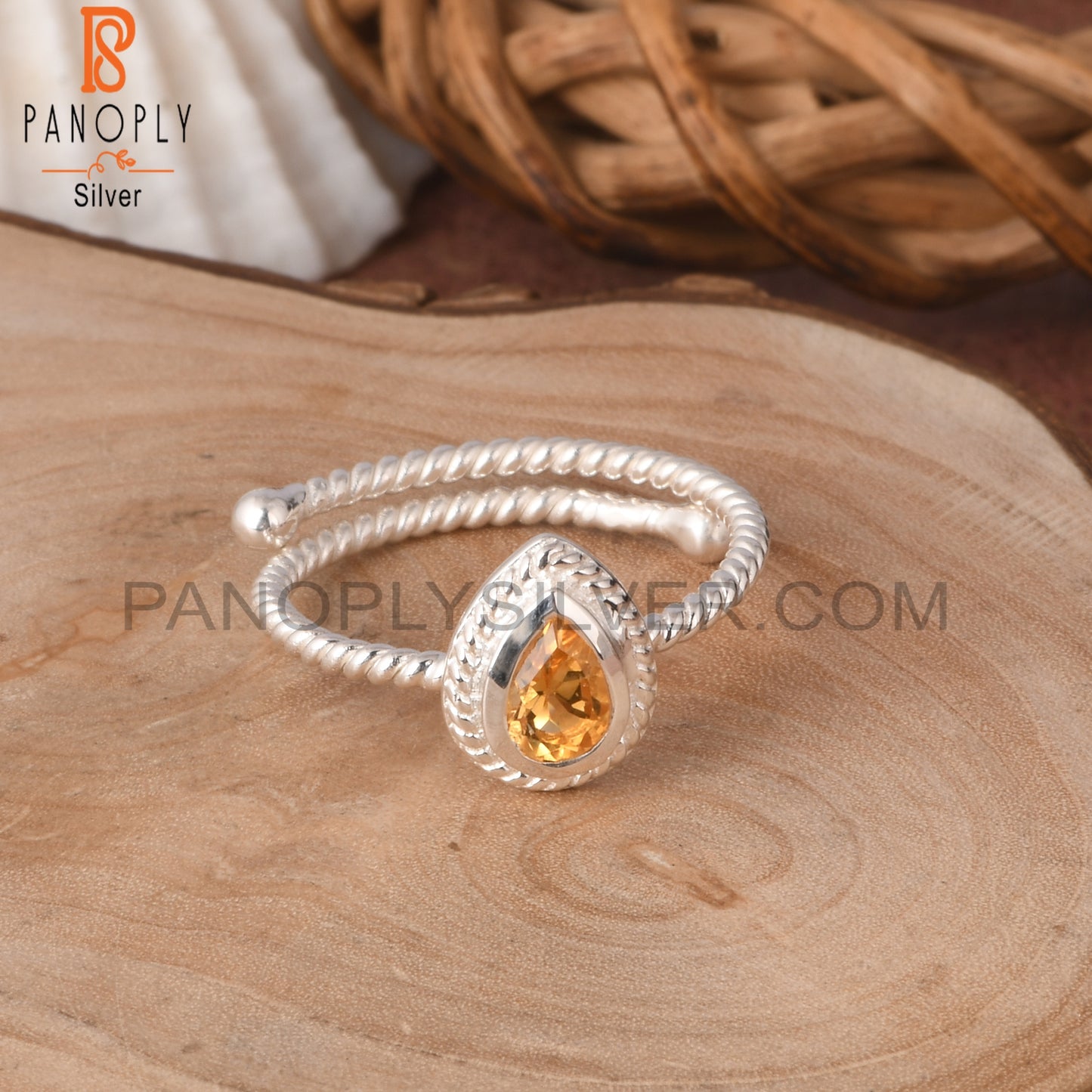 Citrine Pear Shape 925 Sterling Silver Ring