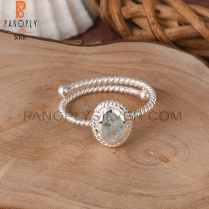 Aquamarine Oval 925 Sterling Silver Ring