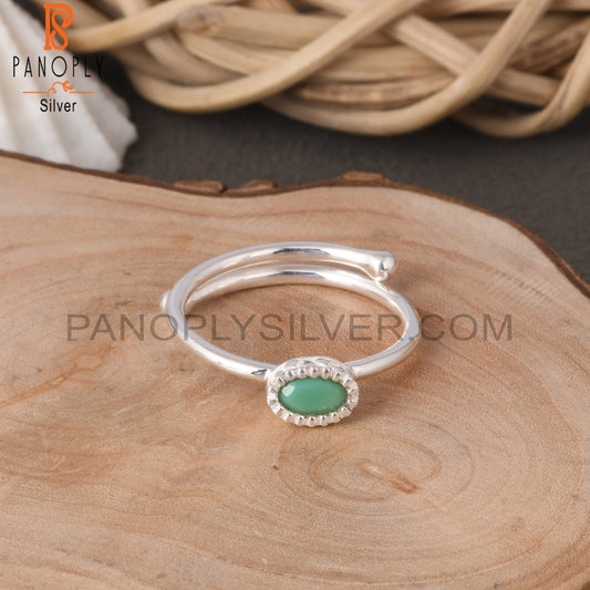 Chrysoprase Oval 925 Sterling Silver Ring