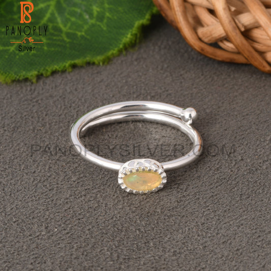 Ethiopian Opal Oval 925 Silver Ring