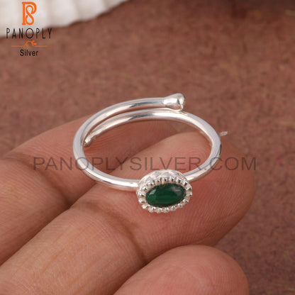 Adjustable Malachite Oval Shape 925 Sterling Silver Ring