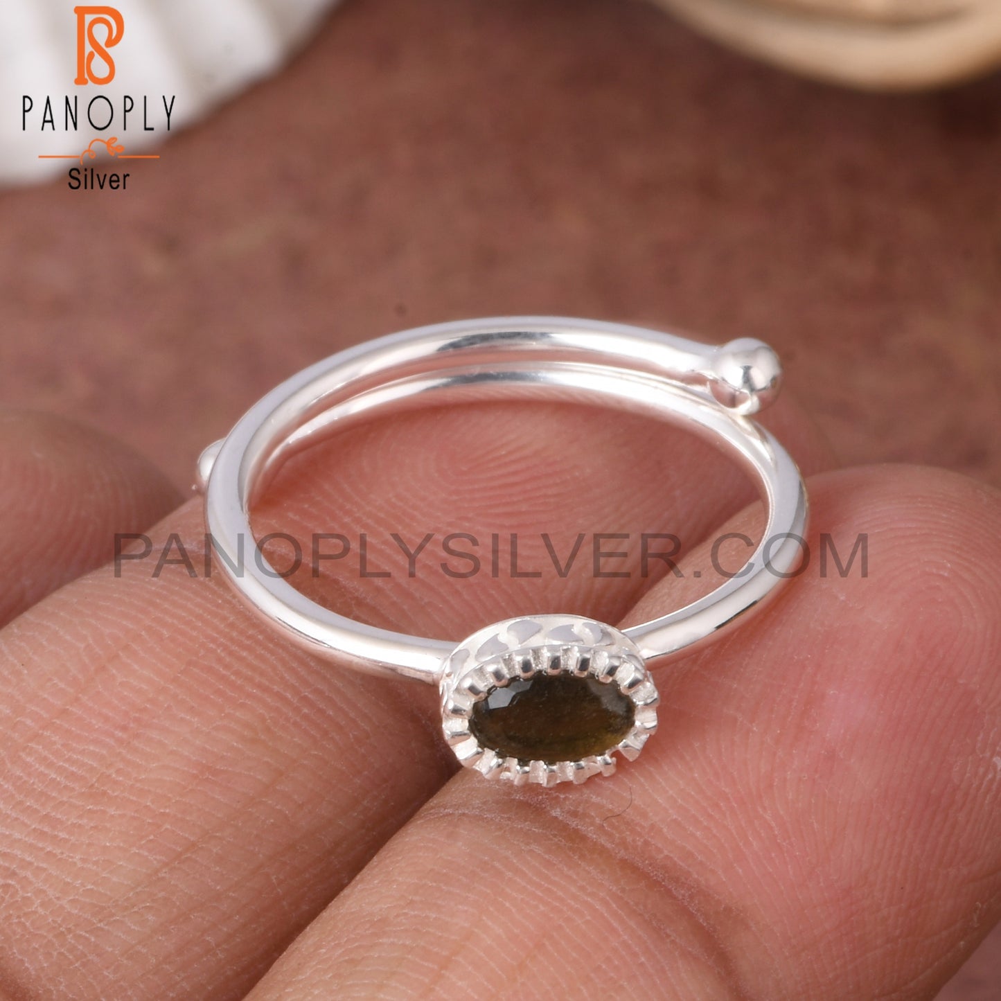 Gold Sheen Obsidian Oval Shape 925 Sterling Silver Ring