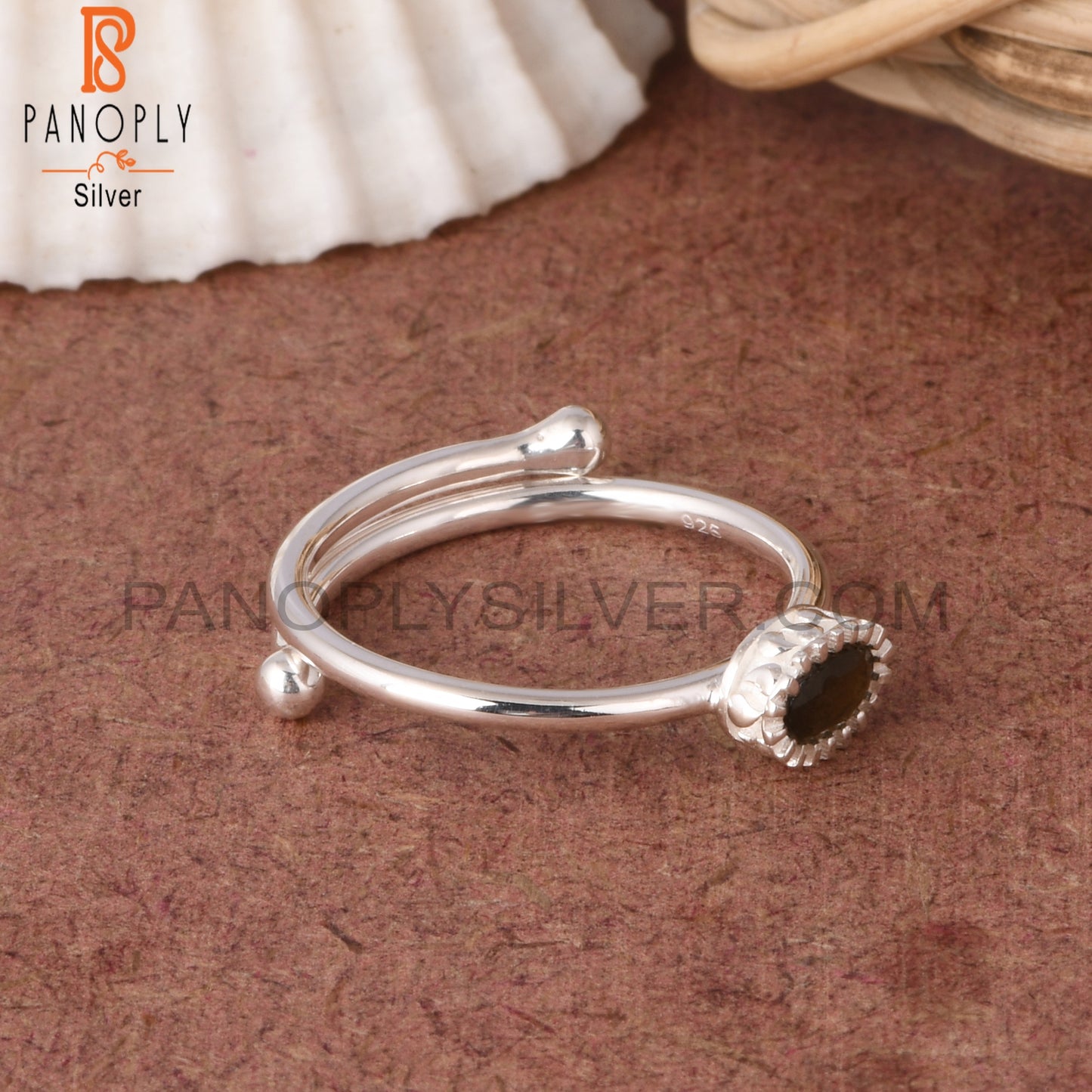Gold Sheen Obsidian Oval Shape 925 Sterling Silver Ring