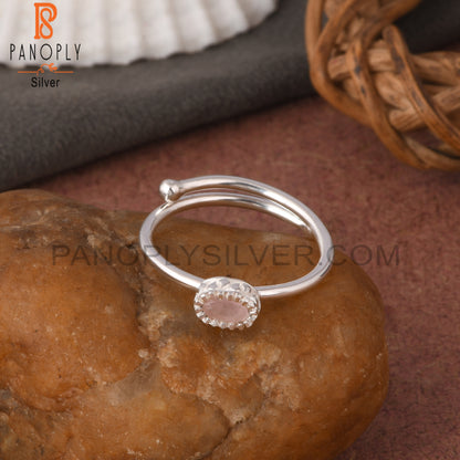 Rose Quartz 925 Sterling Silver Openable Ring Gift For Her