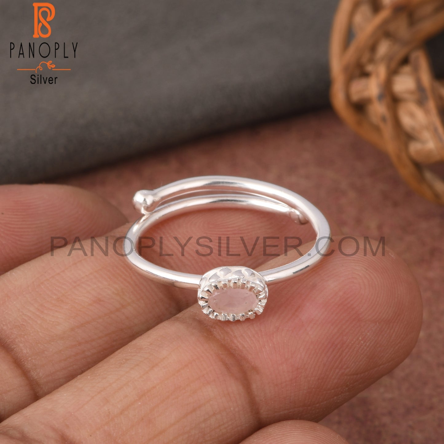 Rose Quartz 925 Sterling Silver Openable Ring Gift For Her