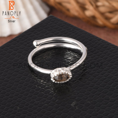 Smoky Oval Shape 925 Sterling Silver Brithstone Ring