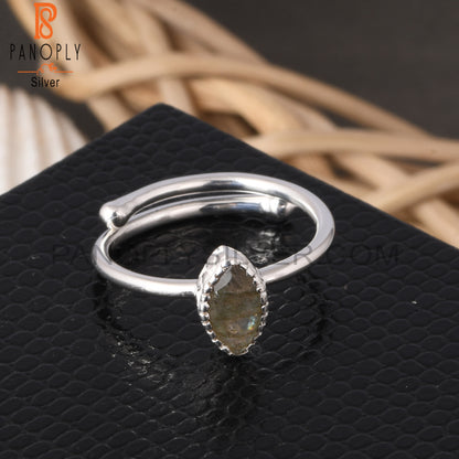 Labradorite Marquise Shape 925 Sterling Silver Ring