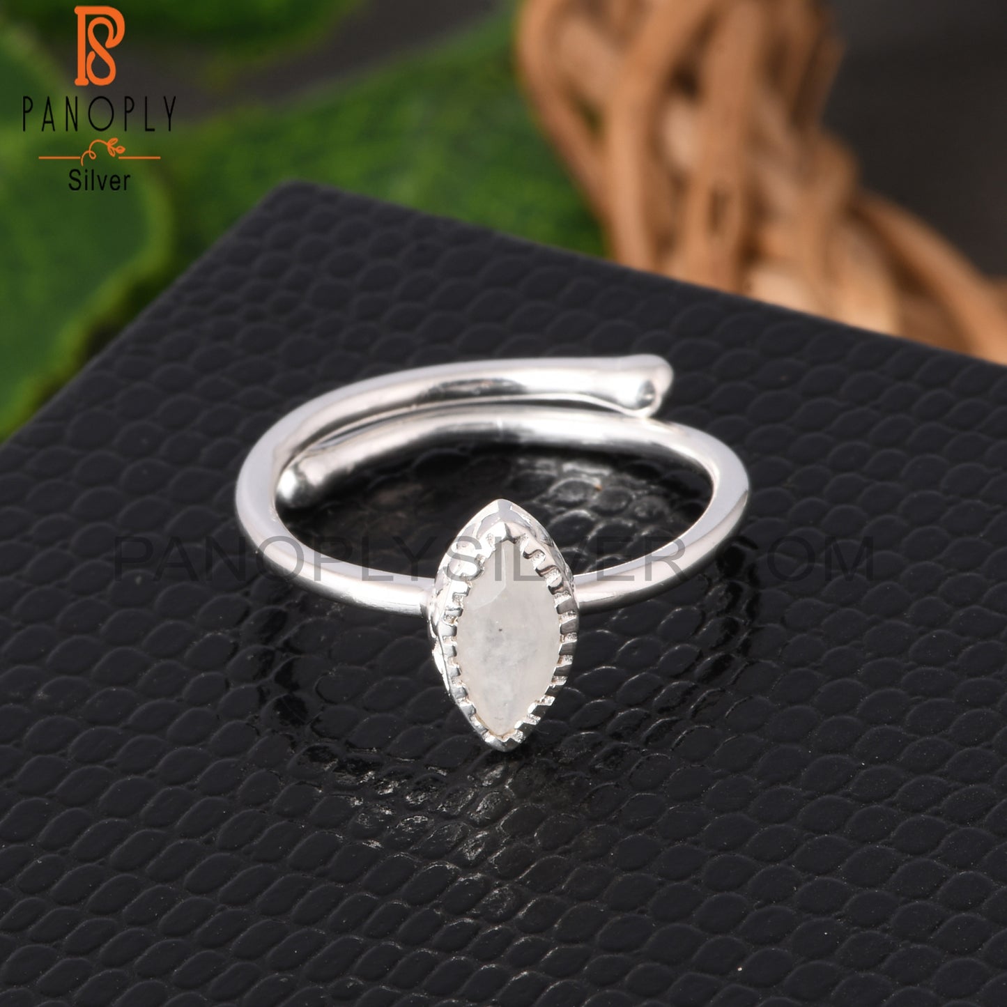 Rainbow Moonstone Marquise Shape 925 Sterling Silver Ring