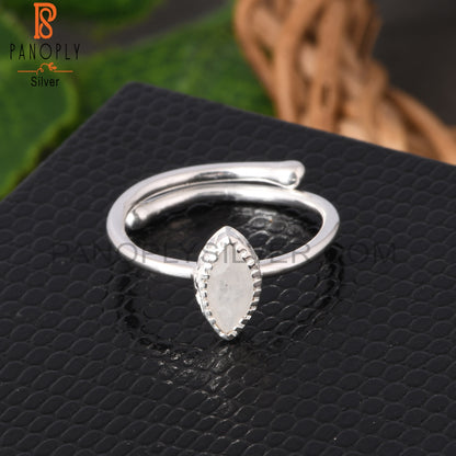 Rainbow Moonstone Marquise Shape 925 Sterling Silver Ring