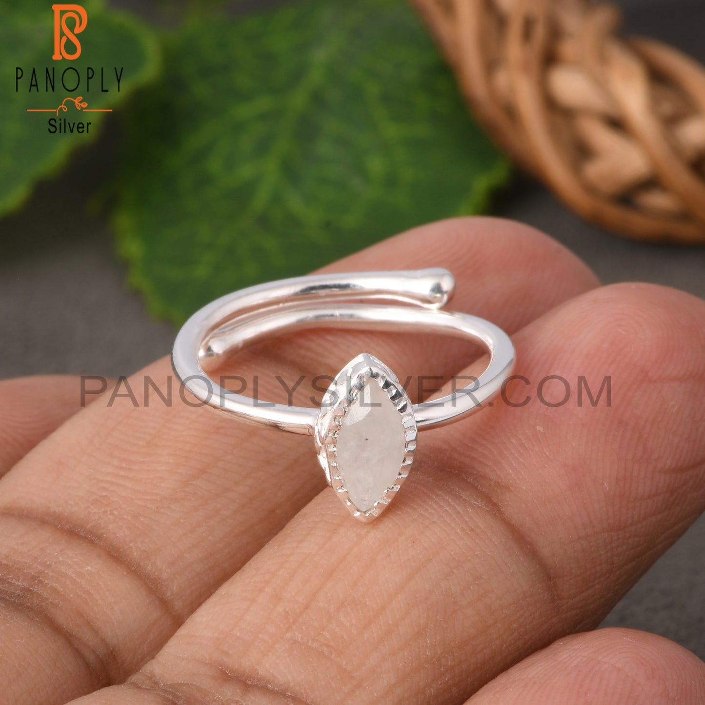 Rainbow Moonstone Marquise Shape 925 Sterling Silver Ring