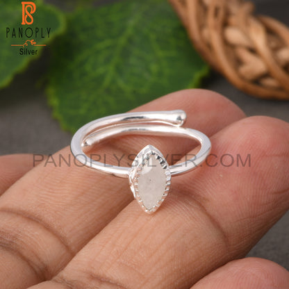 Rainbow Moonstone Marquise Shape 925 Sterling Silver Ring