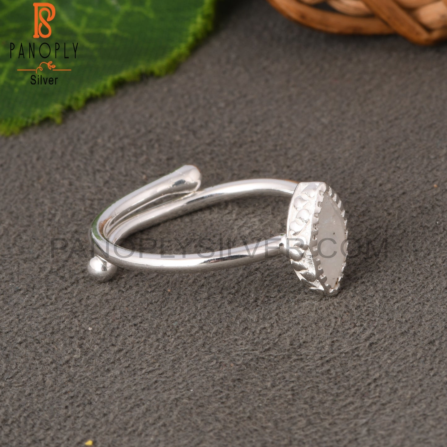 Rainbow Moonstone Marquise Shape 925 Sterling Silver Ring