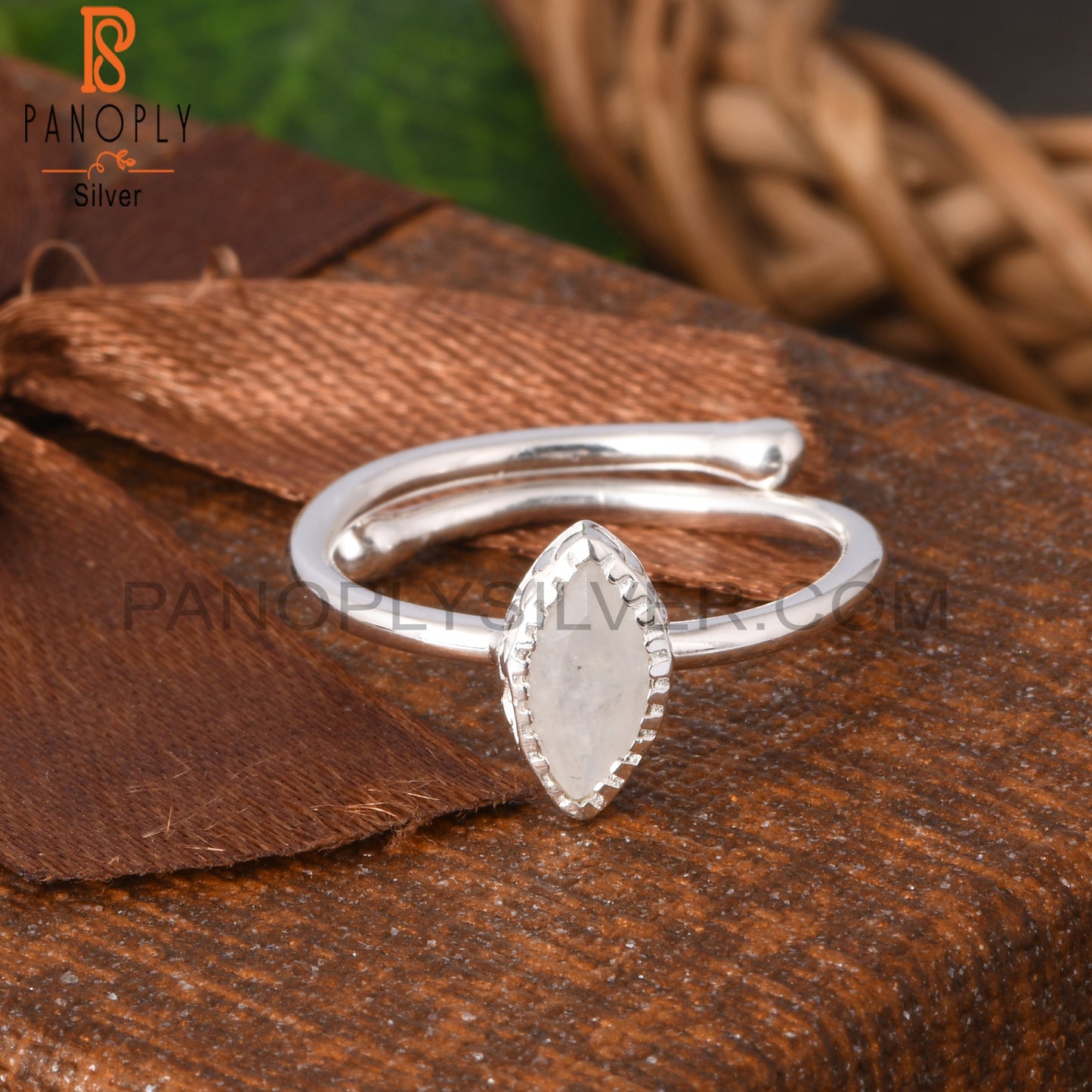 Rainbow Moonstone Marquise Shape 925 Sterling Silver Ring