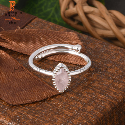 Rose Quartz Marquise Shape 925 Sterling Silver Ring